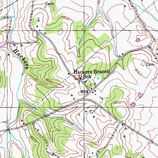 Topographic Map of Hackers Branch School, KY