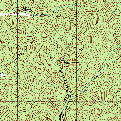 Topographic Map of Hackworth Cemetery, KY