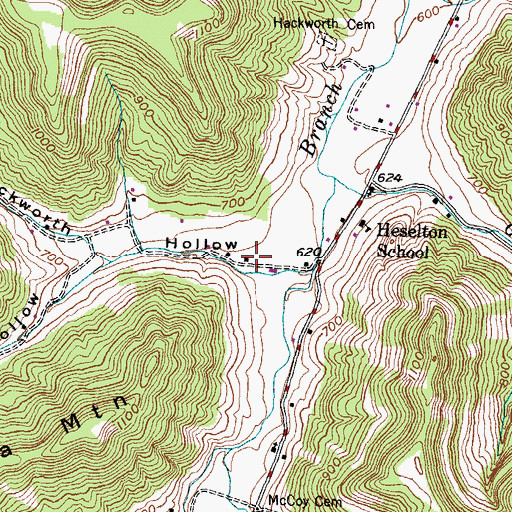Topographic Map of Hackworth Hollow, KY