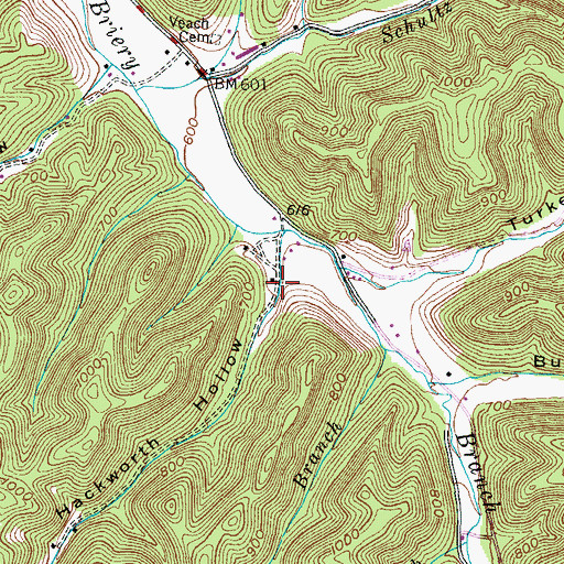 Topographic Map of Hackworth Hollow, KY