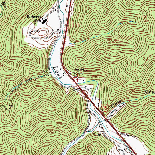 Topographic Map of Haddix Cemetery, KY