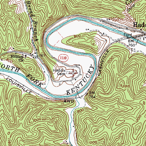 Topographic Map of Haddix Cemetery, KY