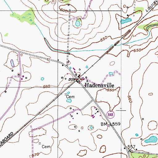 Topographic Map of Hadensville, KY