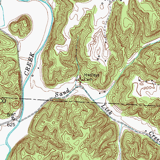 Topographic Map of Hadleys Cemetery, KY