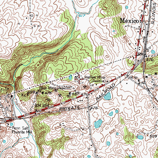 Topographic Map of Haffaw Mine, KY
