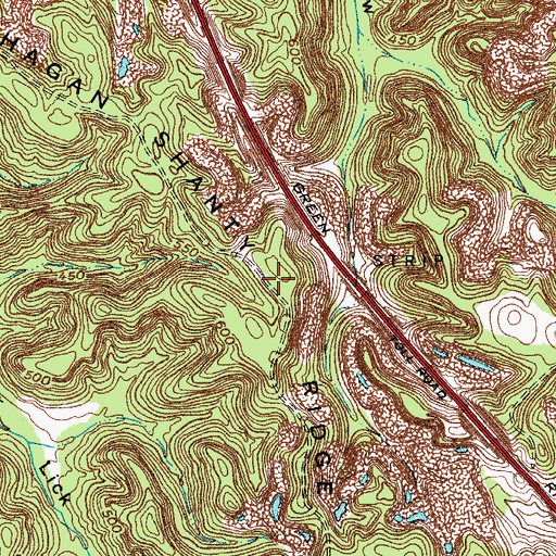Topographic Map of Hagan Shanty Ridge, KY