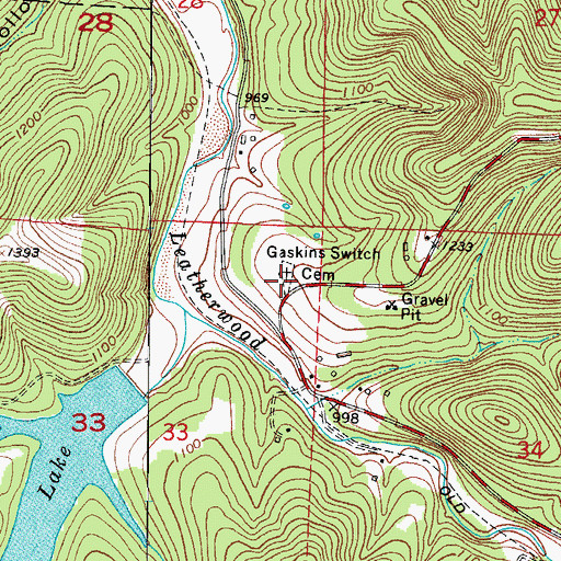 Topographic Map of Gaskins Switch Cemetery, AR