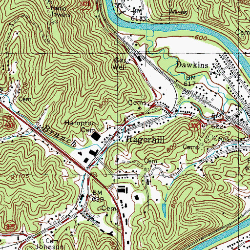 Topographic Map of Hagerhill, KY