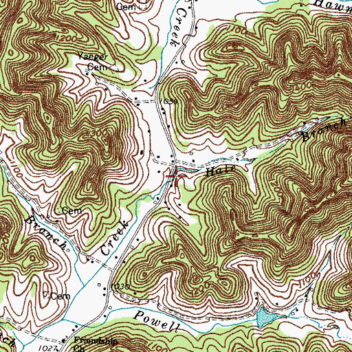 Topographic Map of Hale Branch, KY