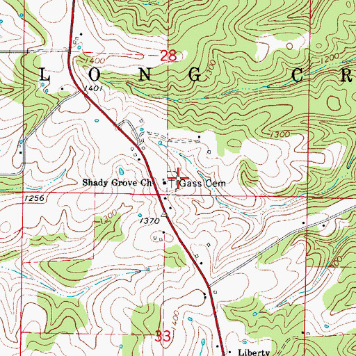 Topographic Map of Gass Cemetery, AR