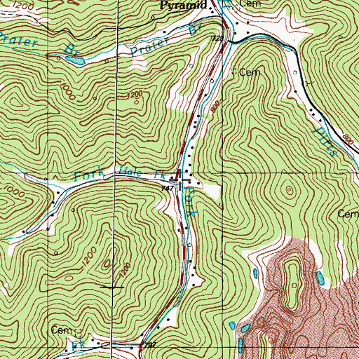 Topographic Map of Hale Fork, KY