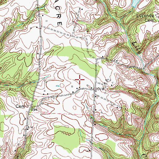 Topographic Map of Half Acre Ridge, KY