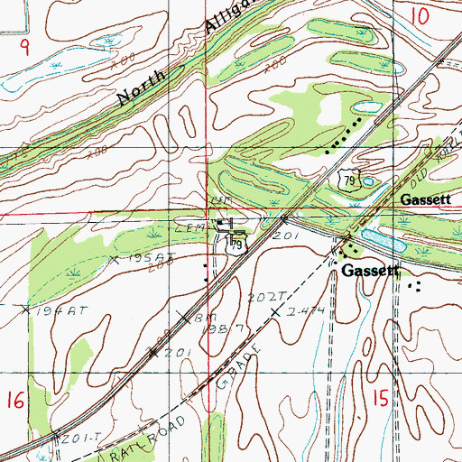 Topographic Map of Gassett Cemetery, AR