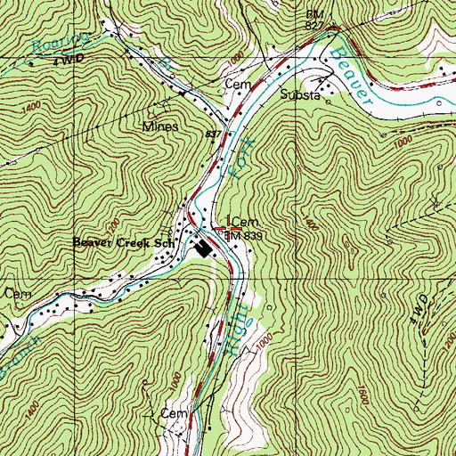 Topographic Map of Hall Branch, KY