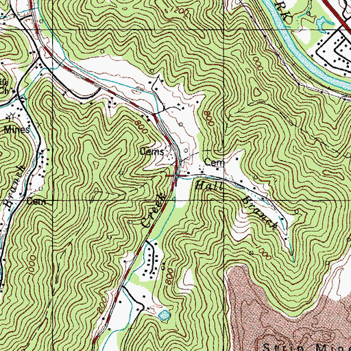 Topographic Map of Hall Branch, KY
