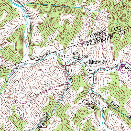 Topographic Map of Hall Branch, KY