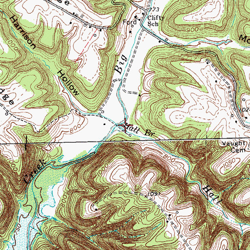 Topographic Map of Hall Branch, KY