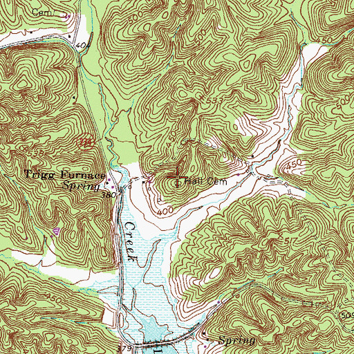Topographic Map of Hall Cemetery, KY