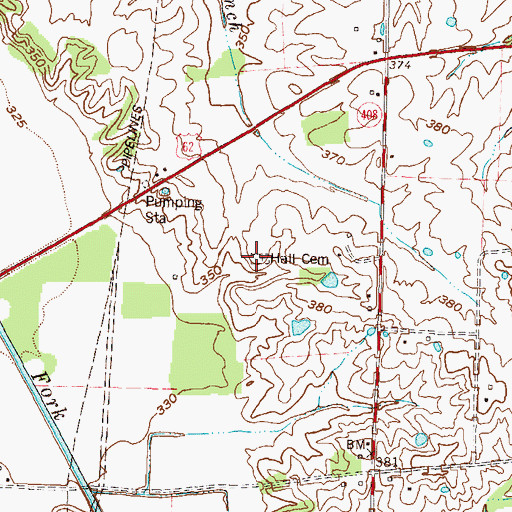 Topographic Map of Hall Cemetery, KY