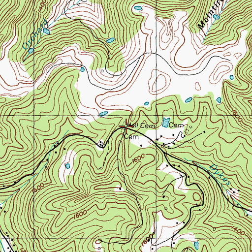 Topographic Map of Hall Cemetery, KY