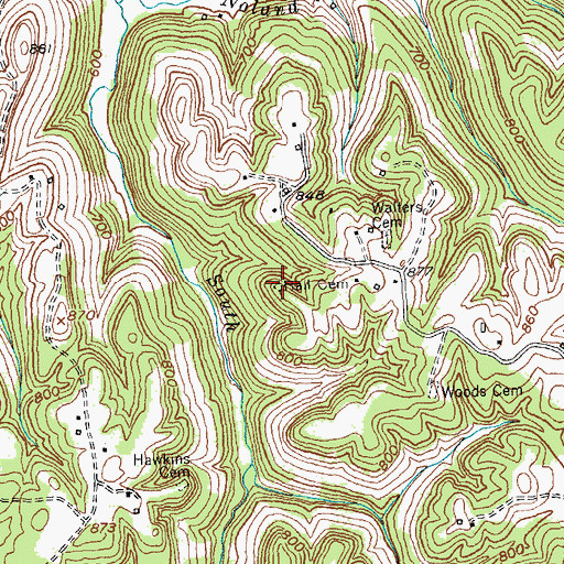 Topographic Map of Hall Cemetery, KY