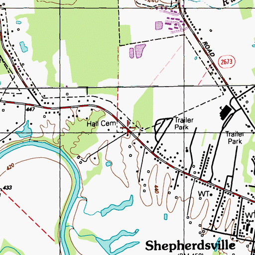 Topographic Map of Hall Cemetery, KY