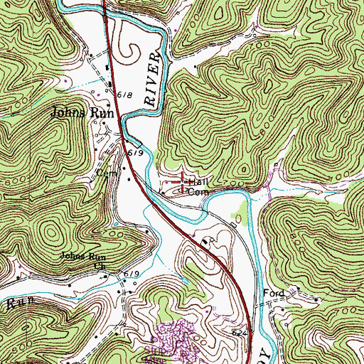 Topographic Map of Hall Cemetery, KY