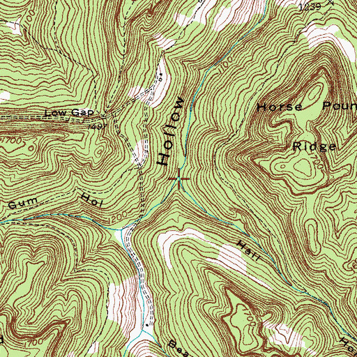 Topographic Map of Hall Hollow, KY