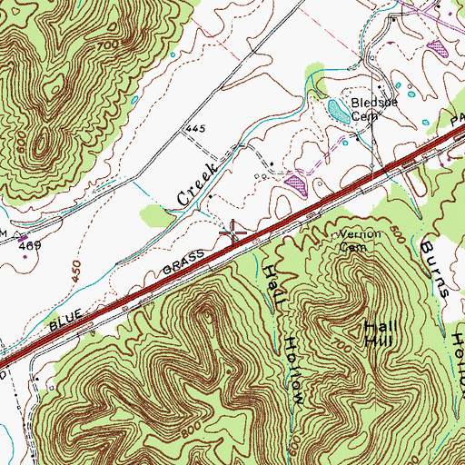 Topographic Map of Hall Hollow, KY