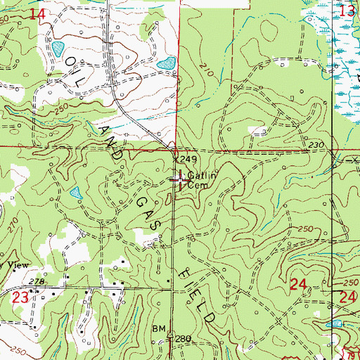 Topographic Map of Gatlin Cemetery, AR