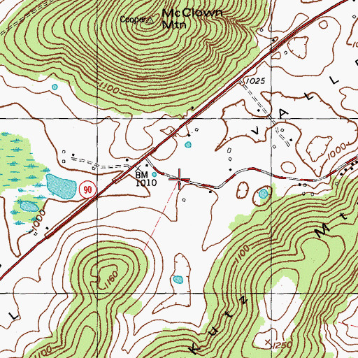 Topographic Map of Hall Valley, KY