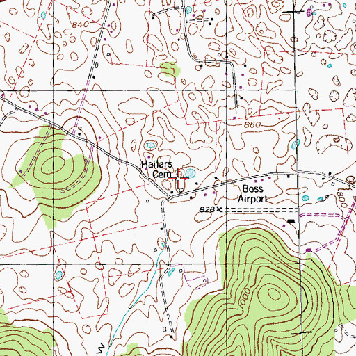 Topographic Map of Hallars Cemetery, KY