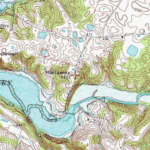 Topographic Map of Hallaway Hill, KY