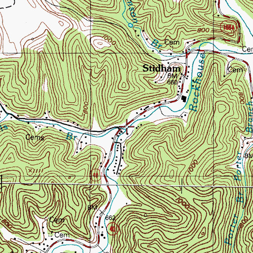 Topographic Map of Halls Branch, KY