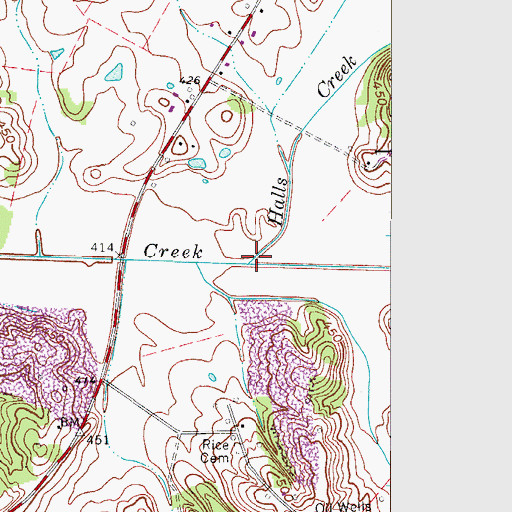 Topographic Map of Halls Creek, KY