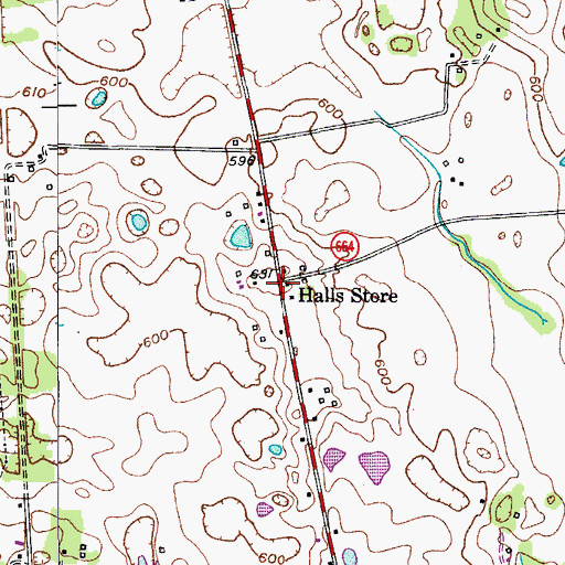 Topographic Map of Halls Store, KY