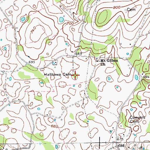 Topographic Map of Halltown Cemetery, KY