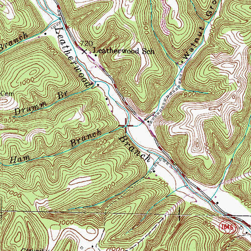 Topographic Map of Ham Branch, KY