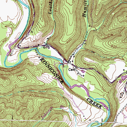 Topographic Map of Hamilton Branch, KY