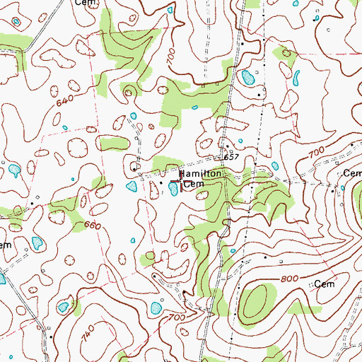 Topographic Map of Hamilton Cemetery, KY