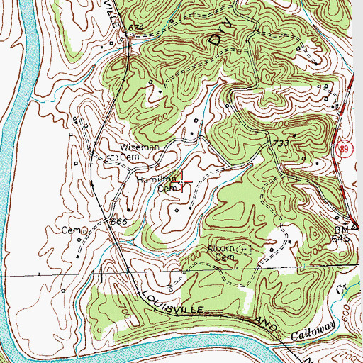 Topographic Map of Hamilton Cemetery, KY