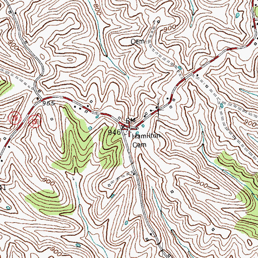 Topographic Map of Hamilton Cemetery, KY
