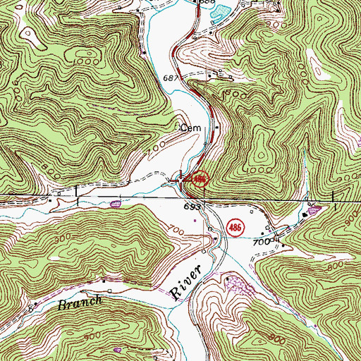 Topographic Map of Hamilton Creek, KY