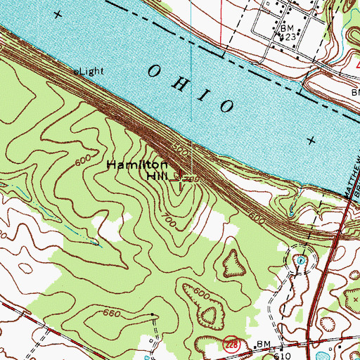 Topographic Map of Hamilton Hill, KY