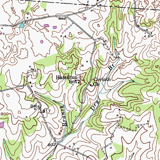 Topographic Map of Hamilton School, KY