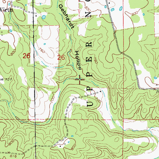 Topographic Map of Gebhardt Hollow, AR