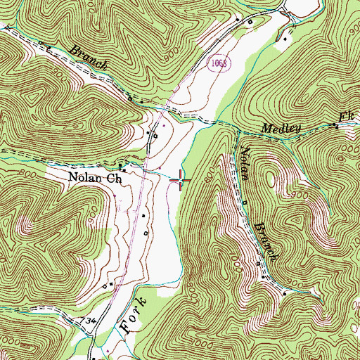 Topographic Map of Hamlin Branch, KY