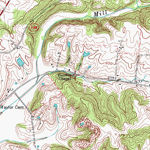 Topographic Map of Hamlin Chapel, KY