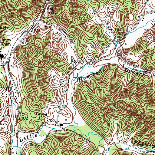Topographic Map of Hammans Branch, KY