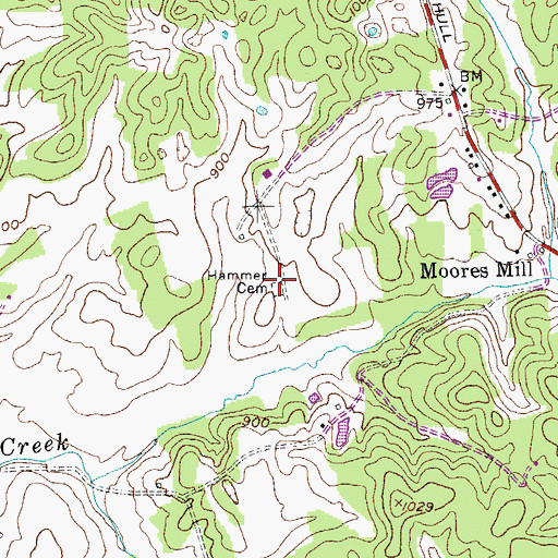 Topographic Map of Hammer Cemetery, KY